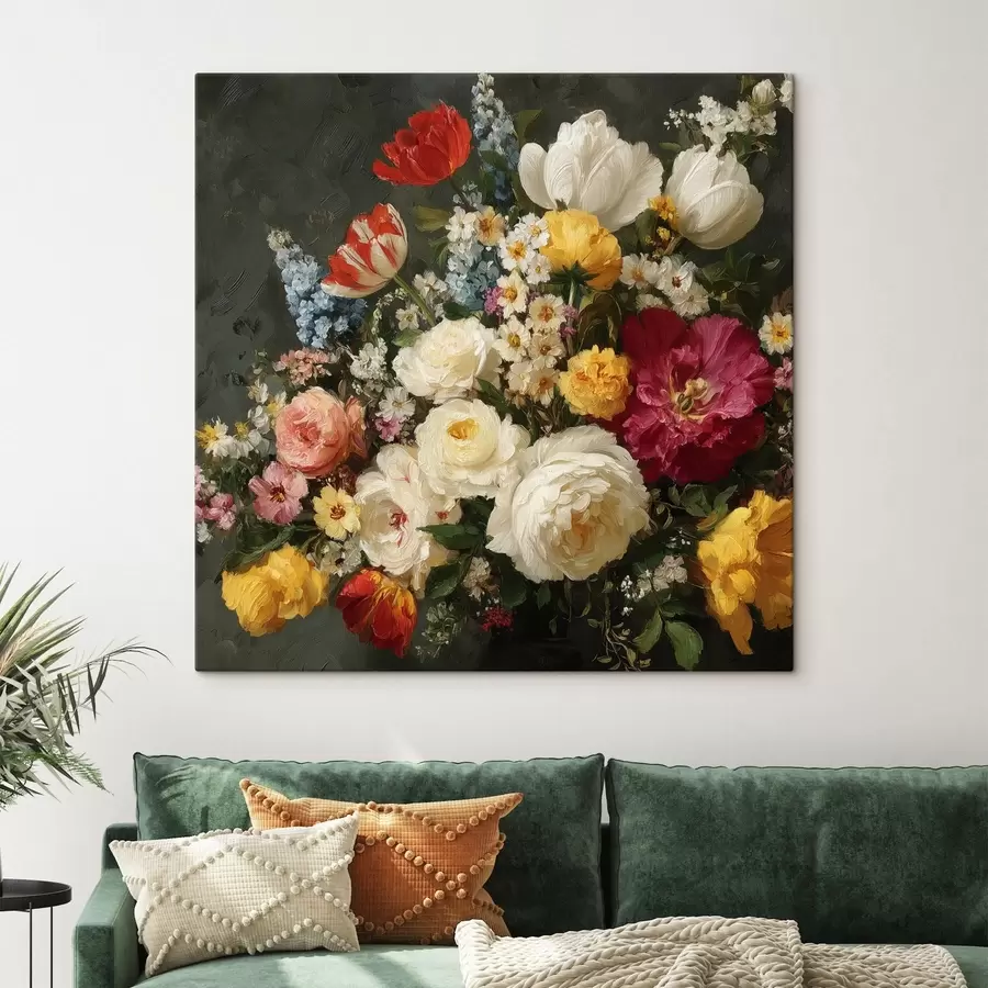 wall murals Bouquet of diverse flowers with rich hues s44334