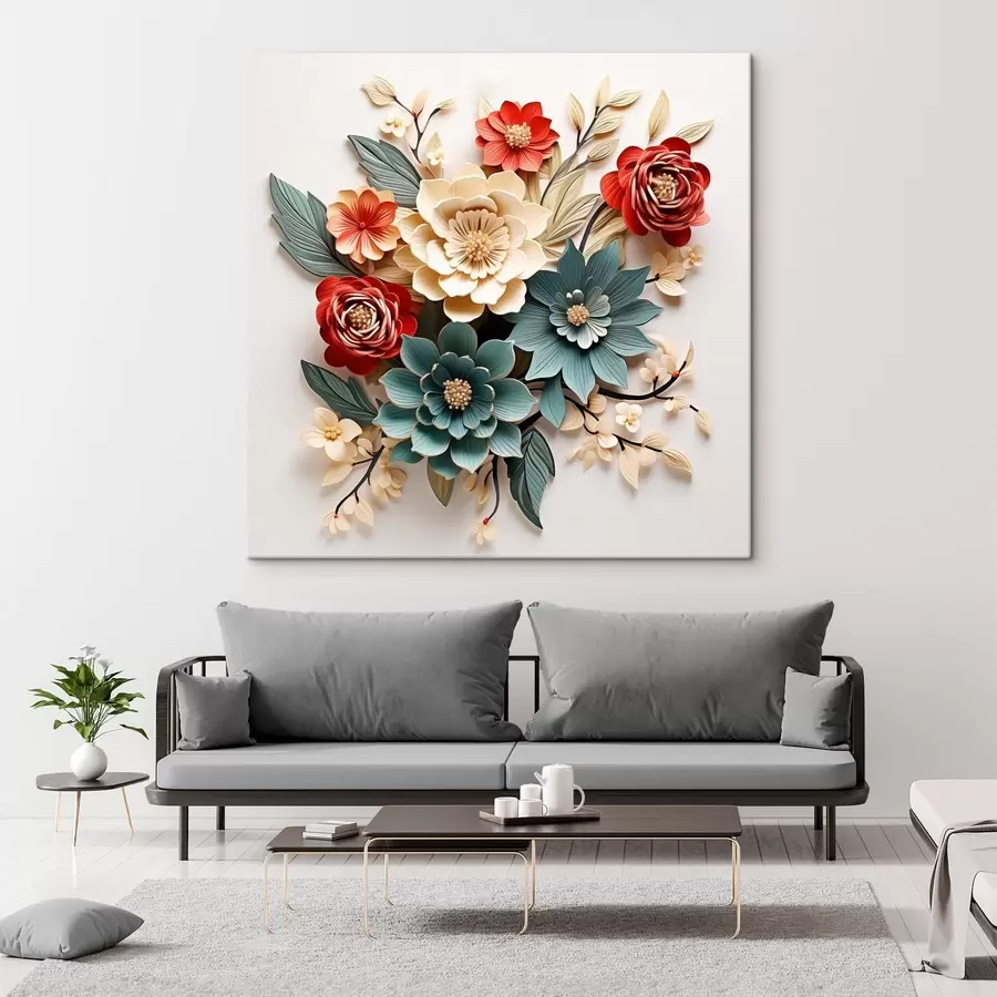 murales Composición floral 3D brillante y voluminosa s44338
