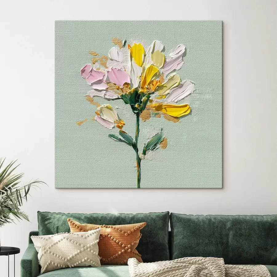 wall murals Sunny bouquet on a mint background s44354