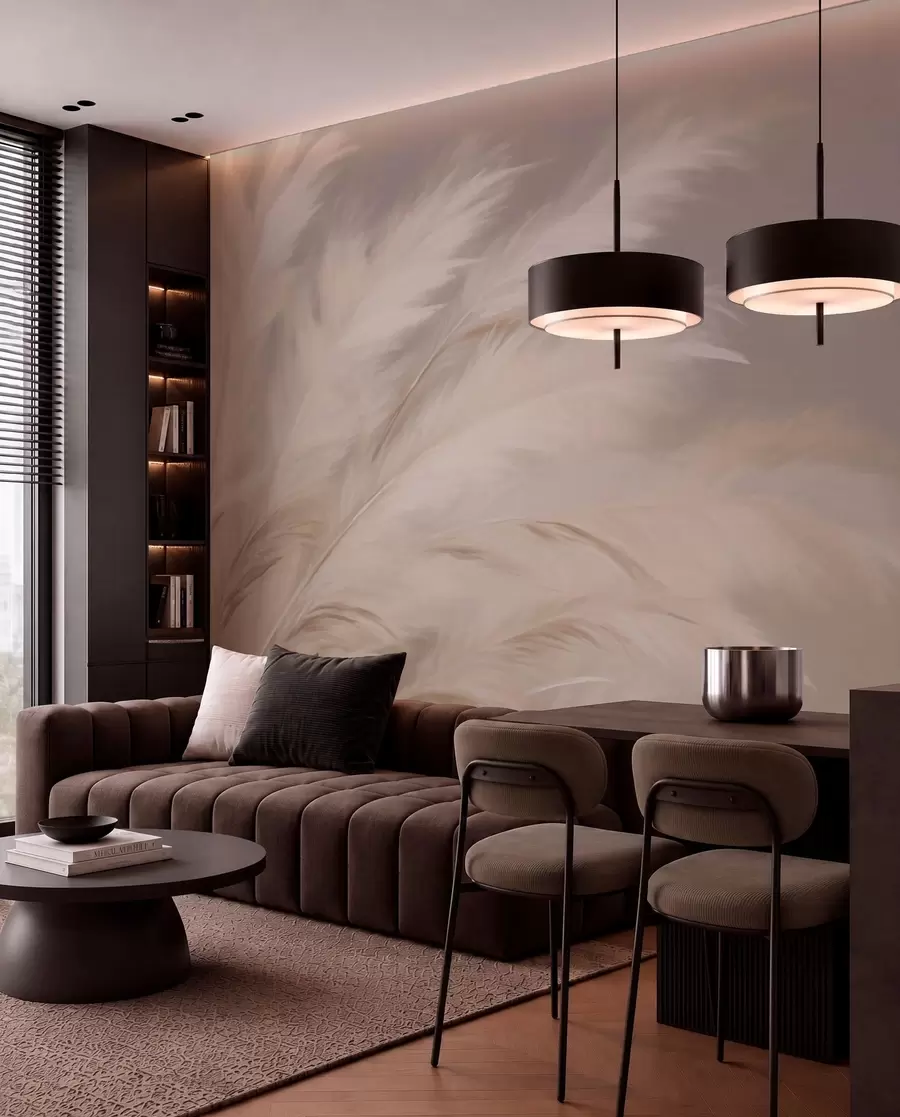 Wall Mural Photo Wallpaper Soft fluffy grasses in beige and grey w03992