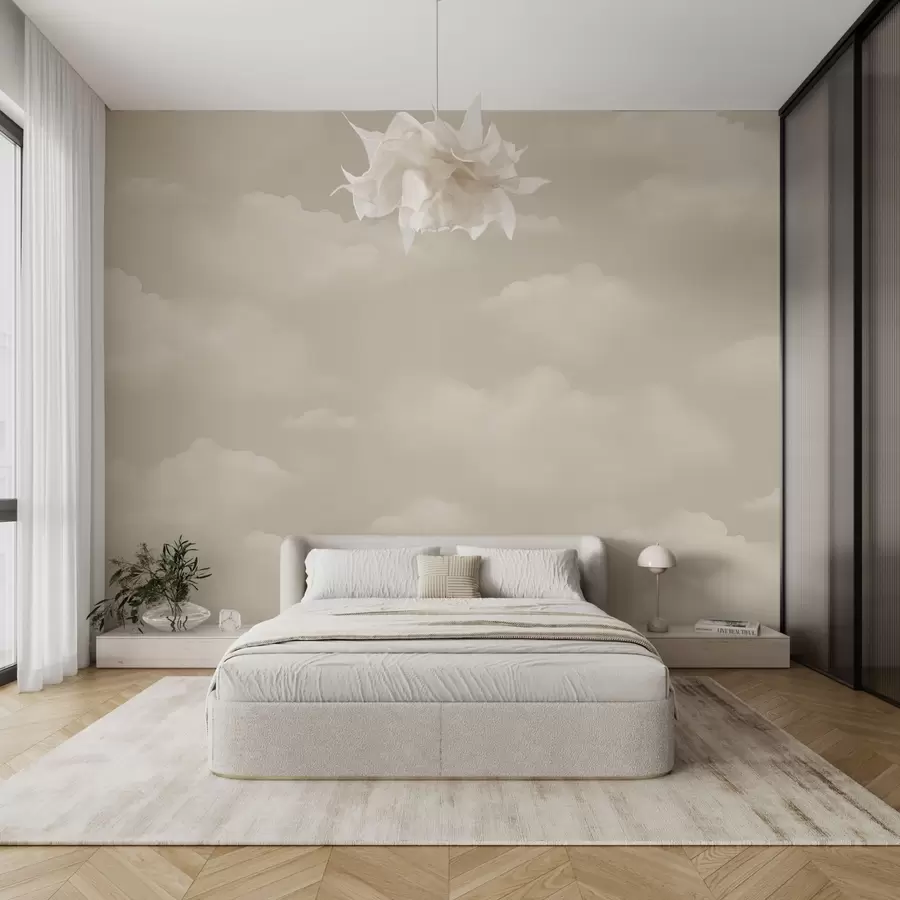 Wall Mural Photo Wallpaper Creamy clouds on a light beige background w03994