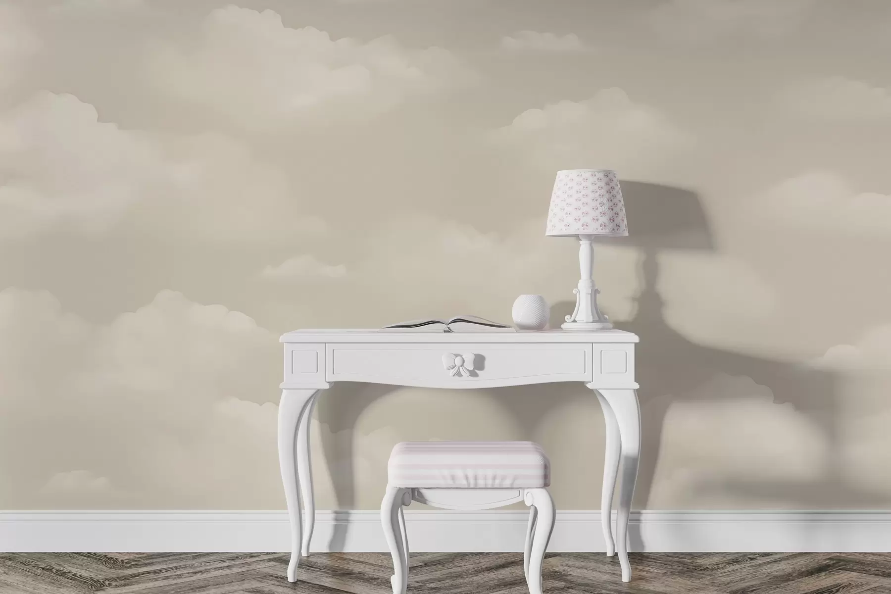 wall murals Creamy clouds on a light beige background w03994
