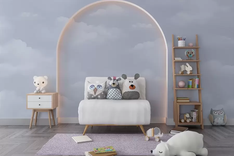 wall murals Blue clouds in light watercolour technique w03994v1