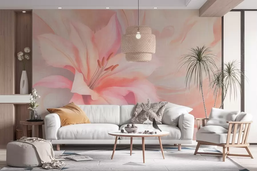 Wall Mural Photo Wallpaper Lily flower fluid abstraction, floral, colorful drawing w04006