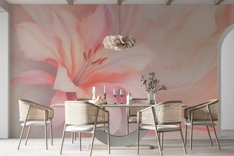 Wall Mural Photo Wallpaper Lily flower fluid abstraction, floral, colorful drawing w04006