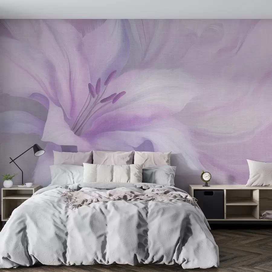 Wall Mural Photo Wallpaper Lily flower fluid abstraction, floral, purple colors w04006v1