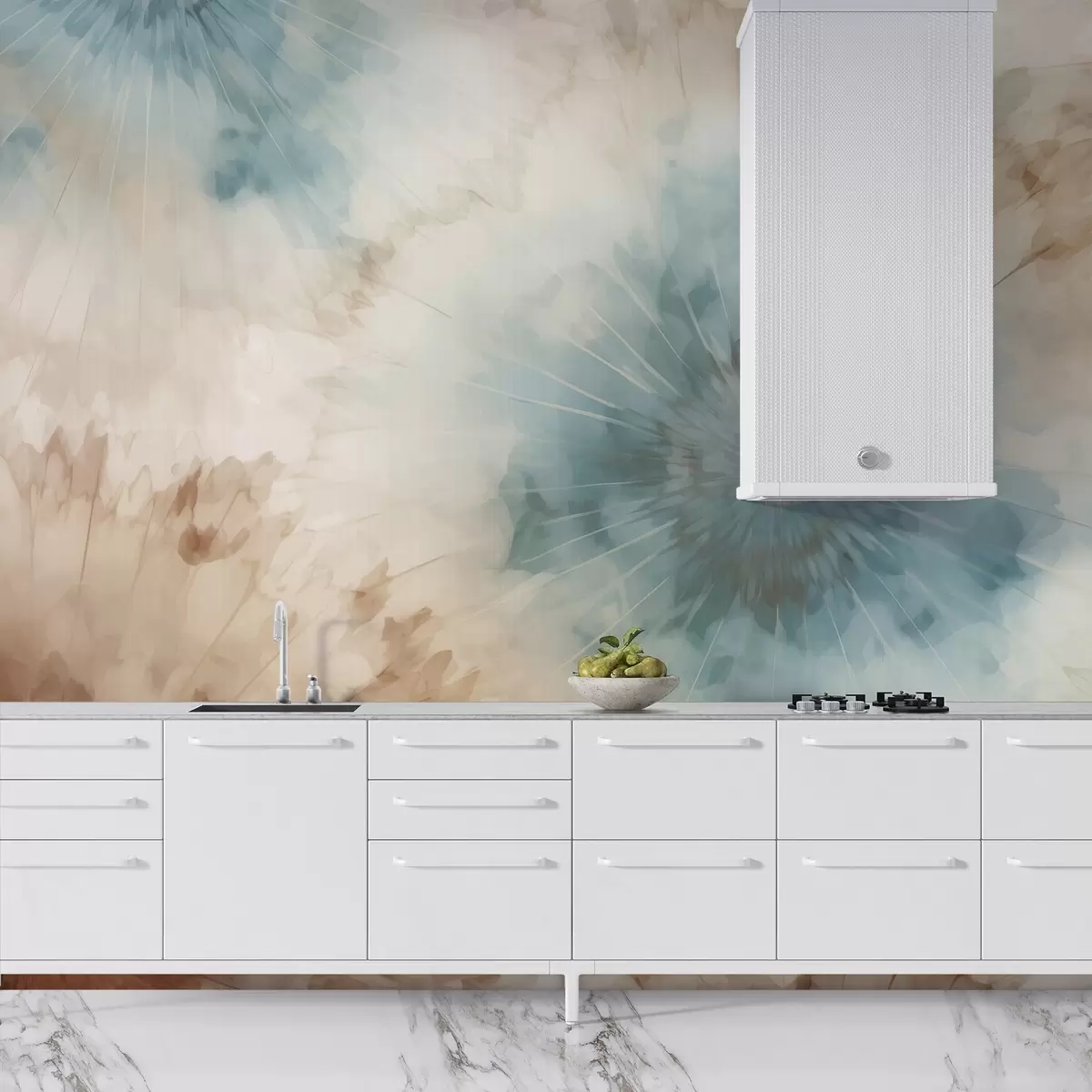 wall murals Radiating bursts in sky blue, clay, and ochre tones create a gentle interplay of grounded energy and airy expansion, evoking the pulse of nature w04036