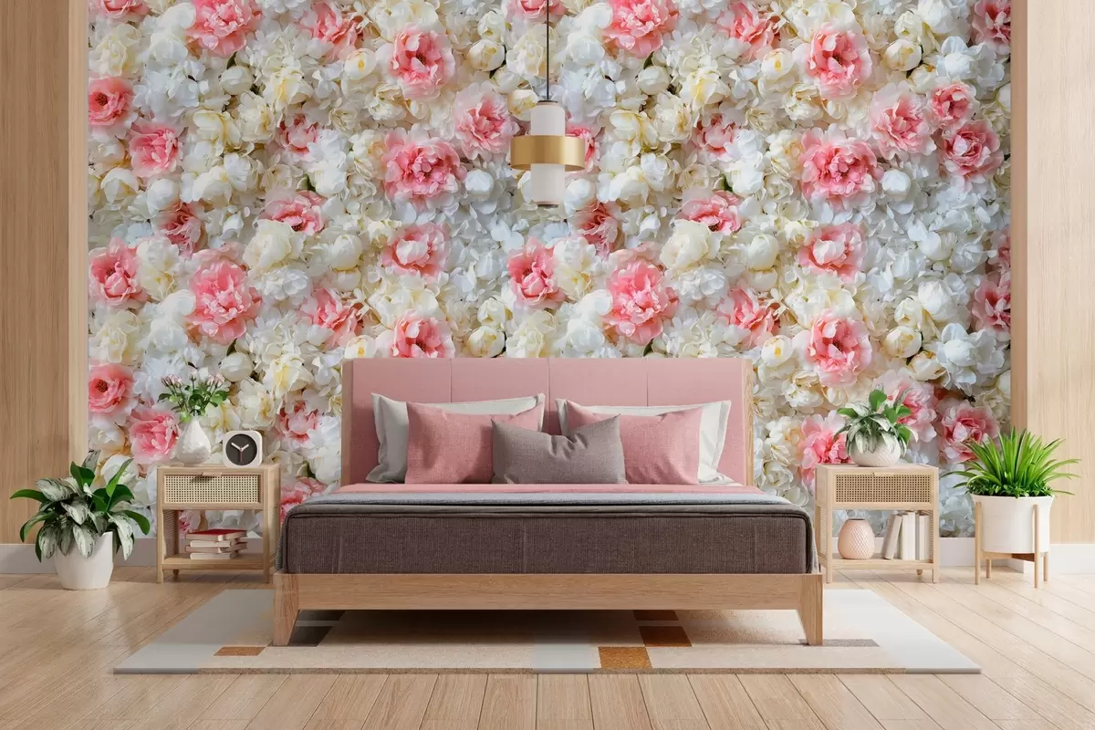 peintures murales un mur de pivoines en fleurs w03963