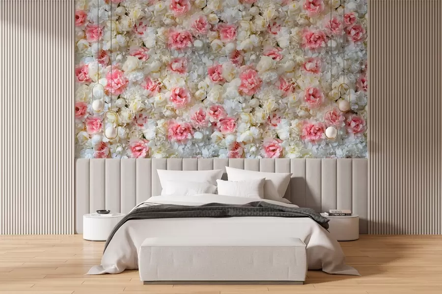Wall Mural Photo Wallpaper a blooming wall of peonies w03963