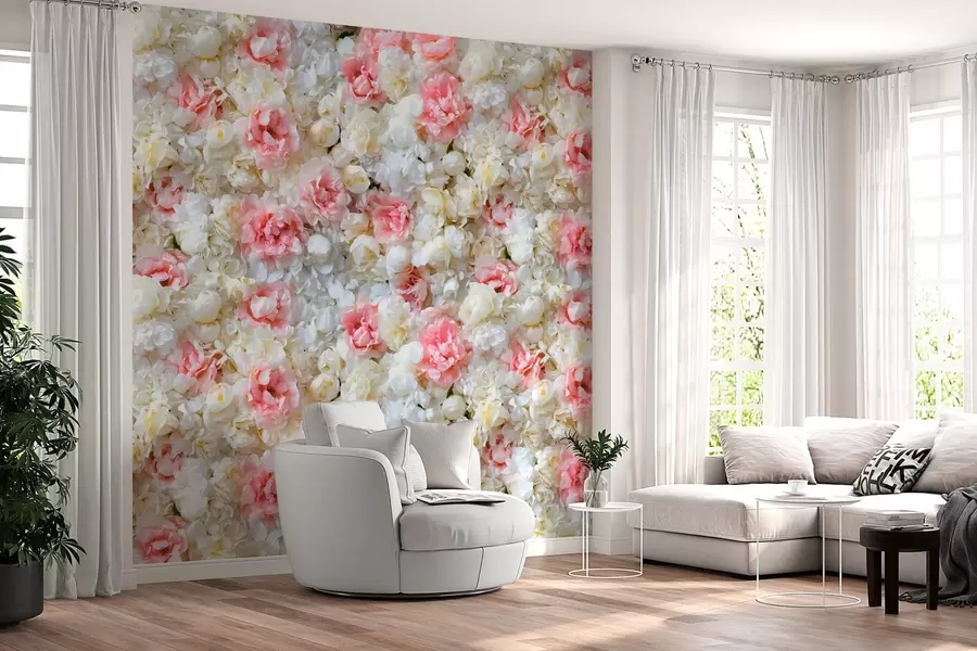 peintures murales un mur de pivoines en fleurs w03963