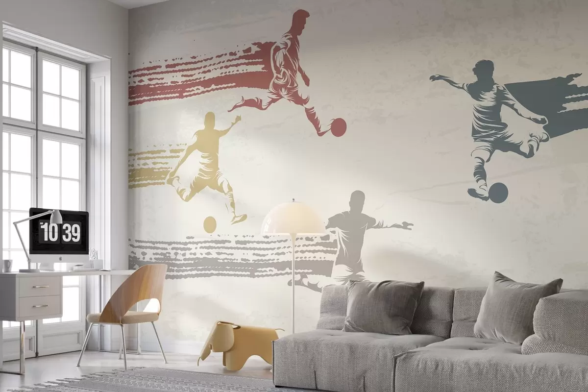 murales jugadores de fútbol en estilo retro w04025