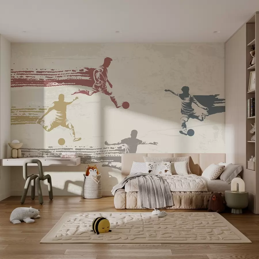 Wall Mural Photo Wallpaper football players in retro style w04025