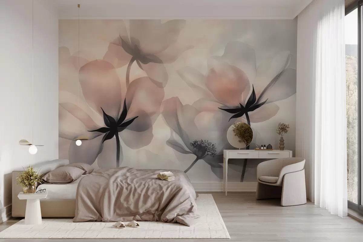 murales Flores grandes abstractas w04010