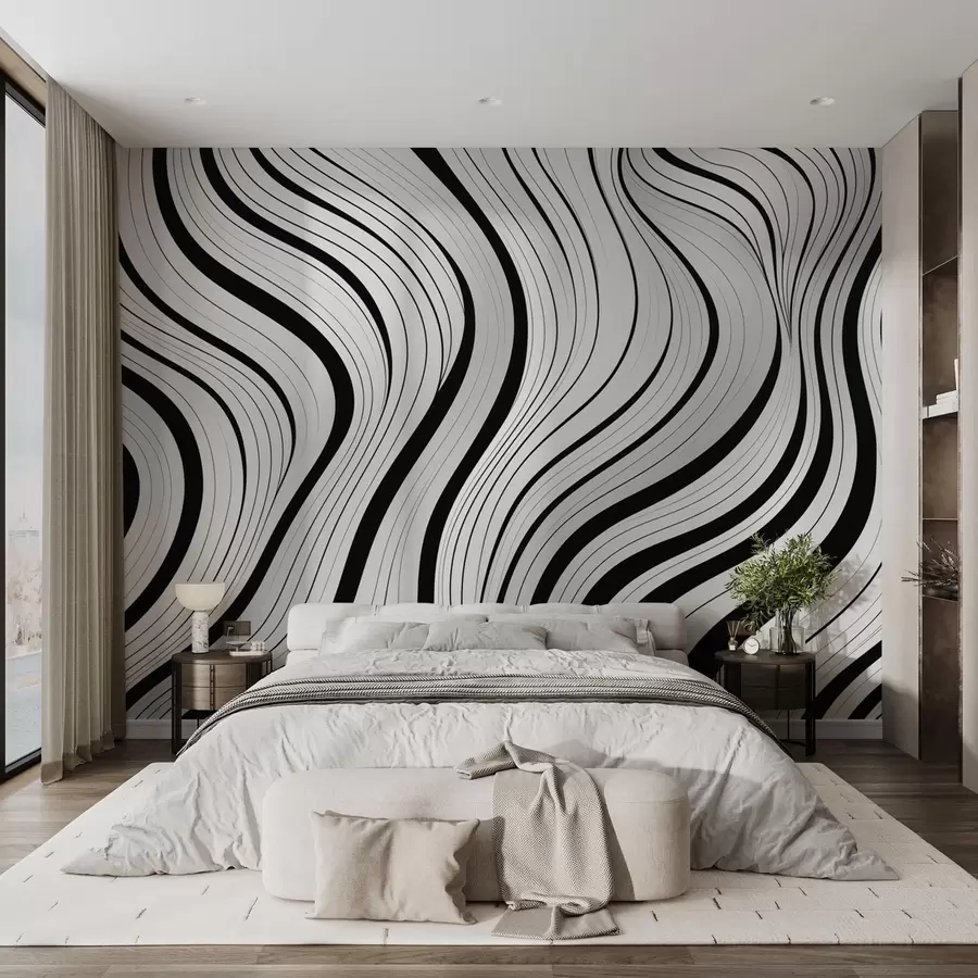 wall murals Abstract gray waves w04022