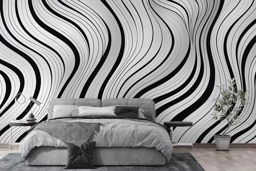 peintures murales Vagues grises abstraites w04022