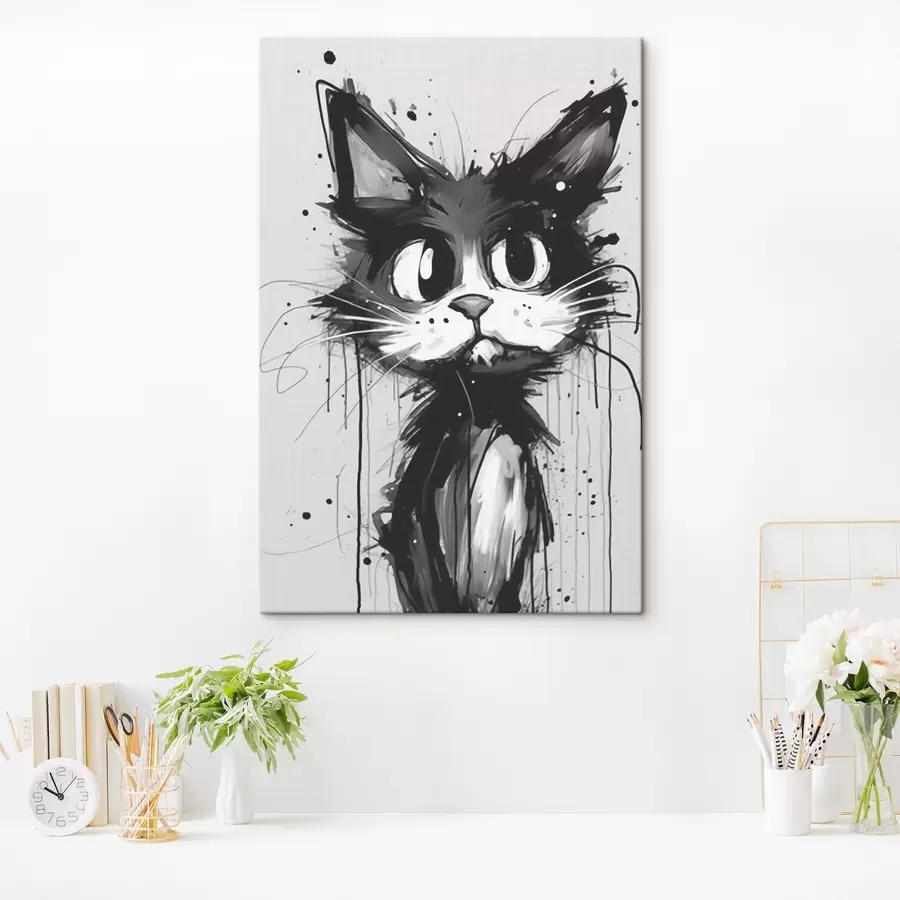 wall murals Cat in sketch style with paint splashes s44483