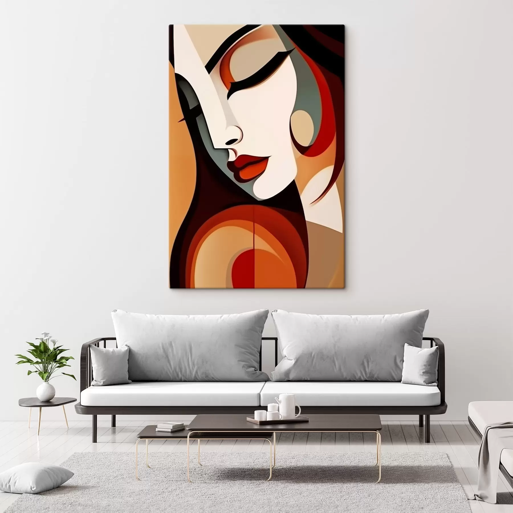 murales Perfil femenino en estilo cubista s44486