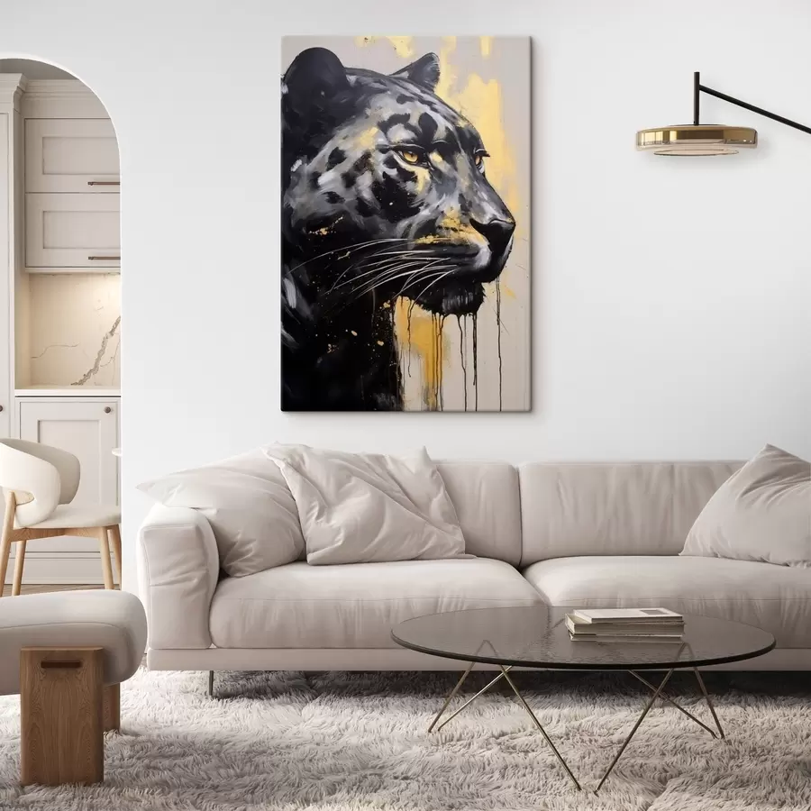 wall murals Black panther with yellow eyes s44493