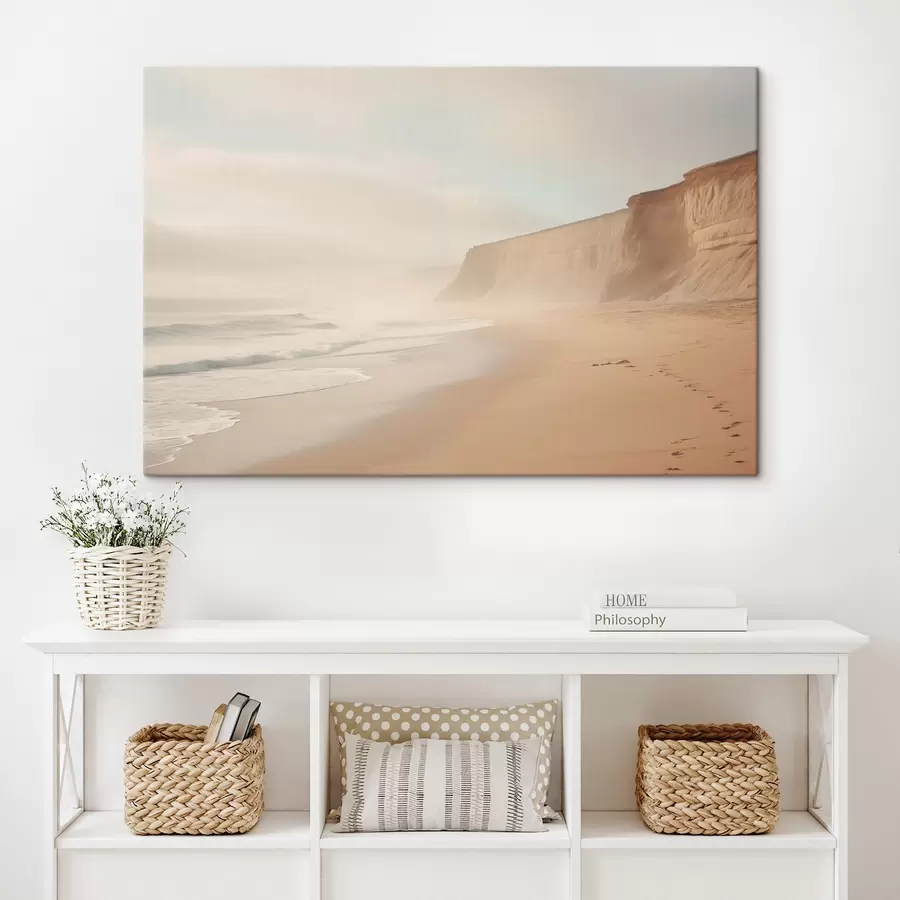 wall murals Landscape of a sandy beach with a cliff on a clear sunny day s44391