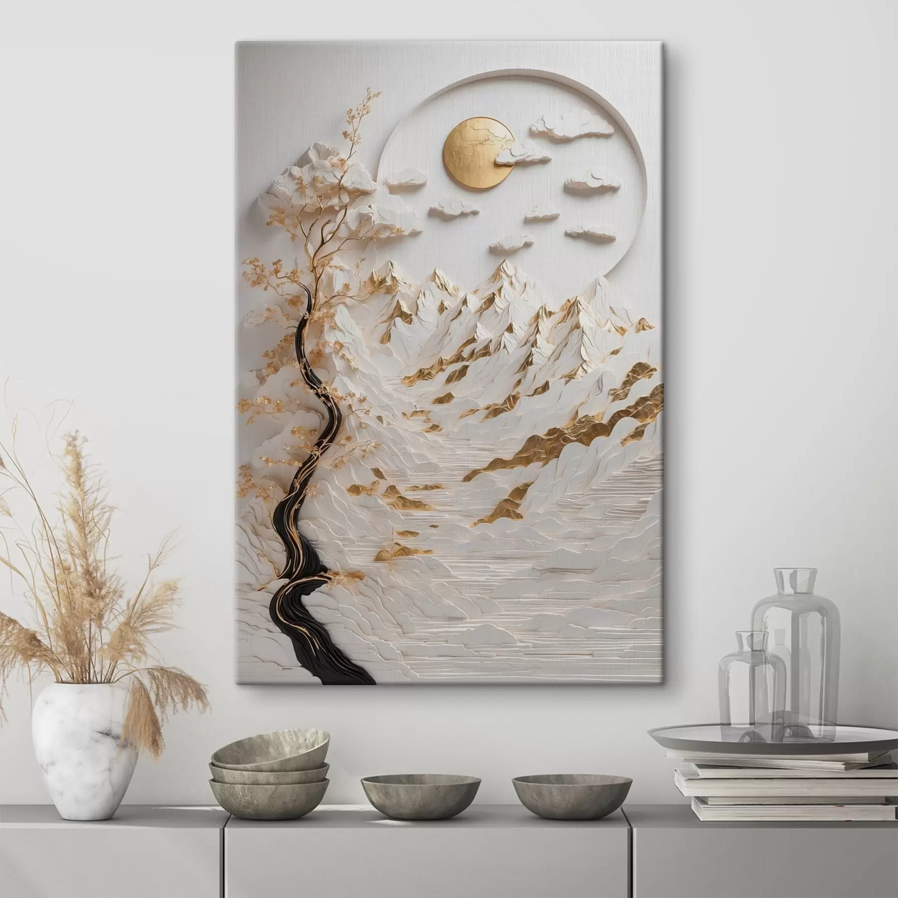 wall murals Abstract mountains and sun s44428