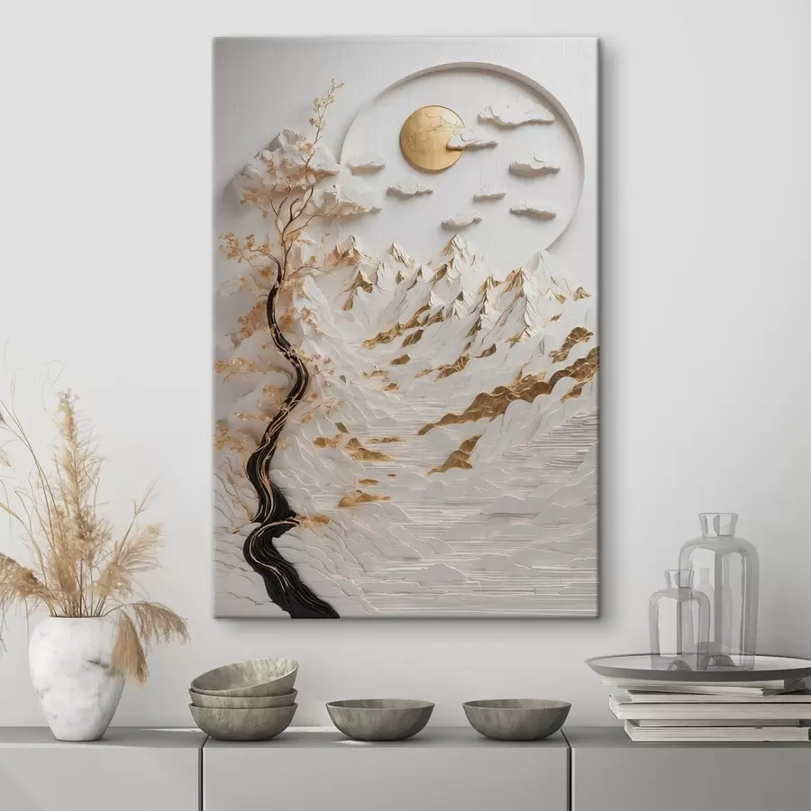 wall murals Abstract mountains and sun s44428