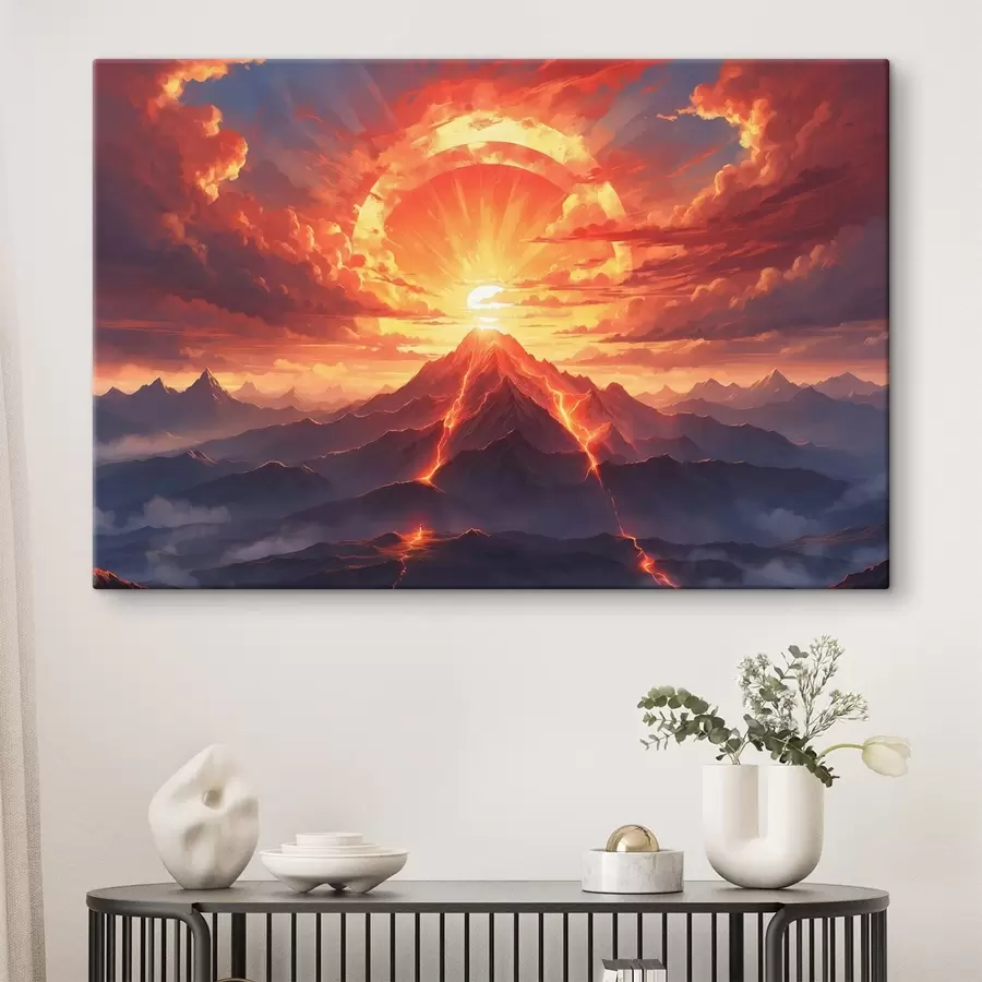 wall murals Sunset near volcano s44432