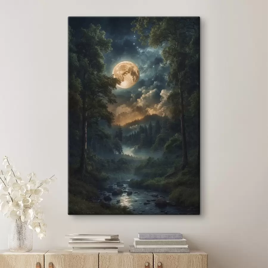 murales Luna llena en el bosque s44454