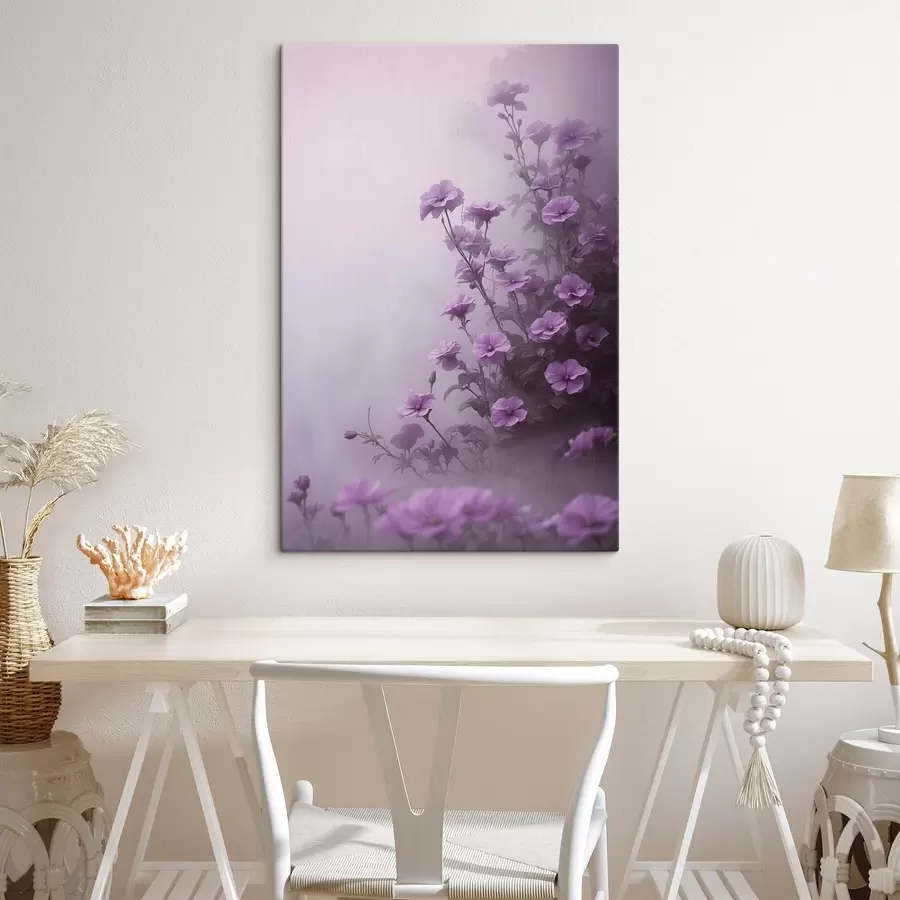 wall murals Purple flowers in fog s44456