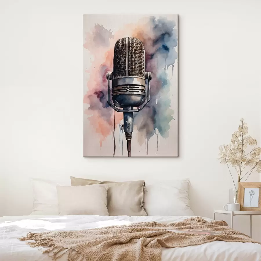 wall murals Microphone on watercolor background s44463