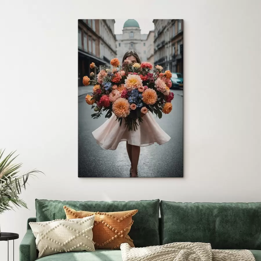 murales chica con flores s44474