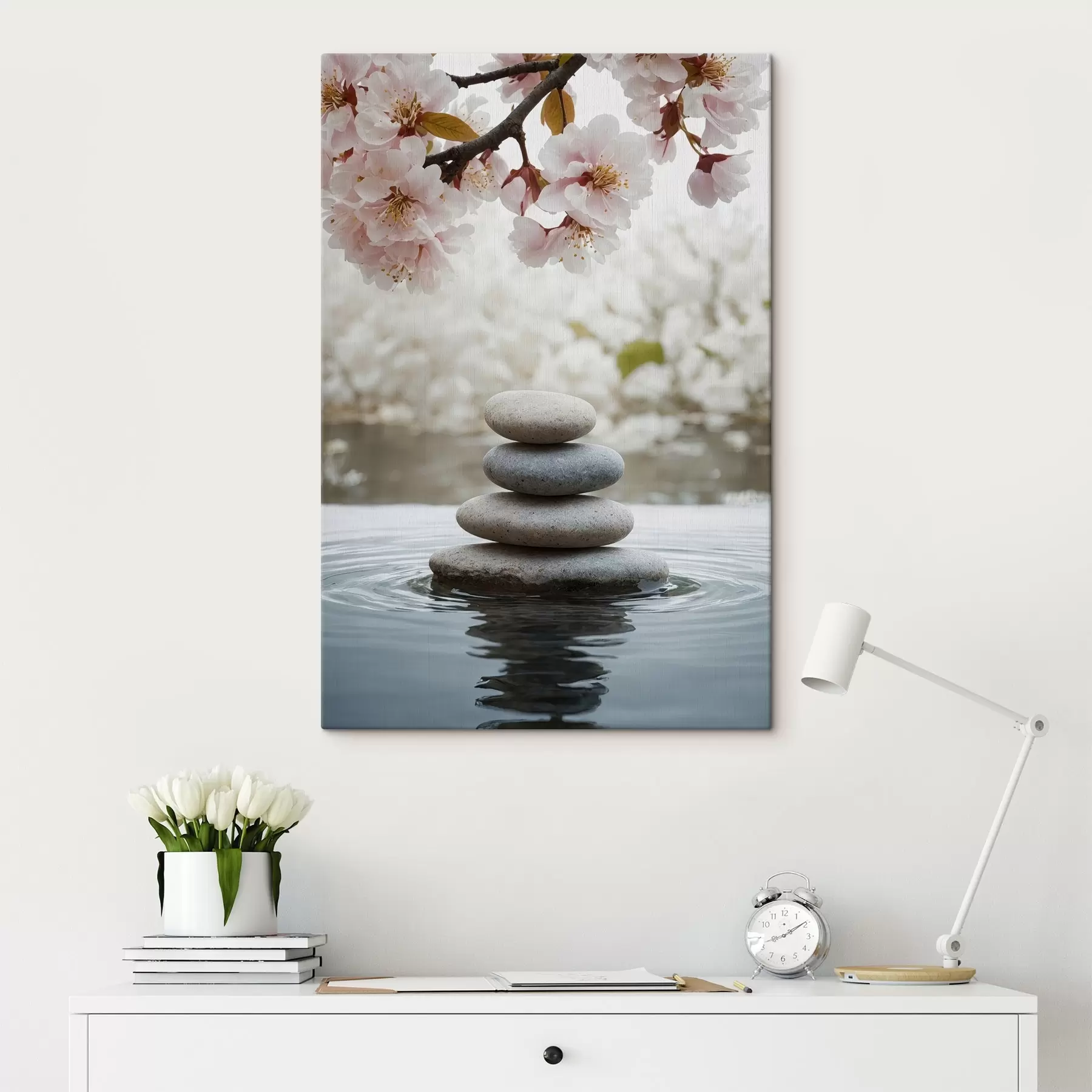 wall murals Stones in water on blurred background s44476