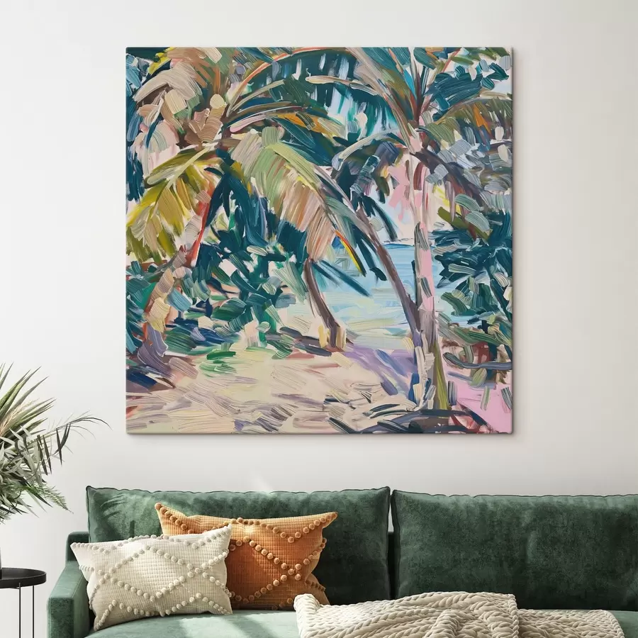 wall murals Palm trees abstraction, imitation of brush strokes s44513