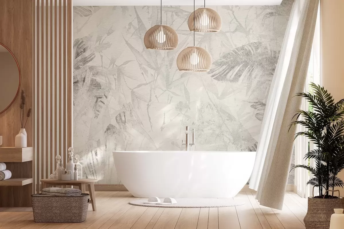 wall murals Floral abstraction in grunge style with imitation of abrasion w03926