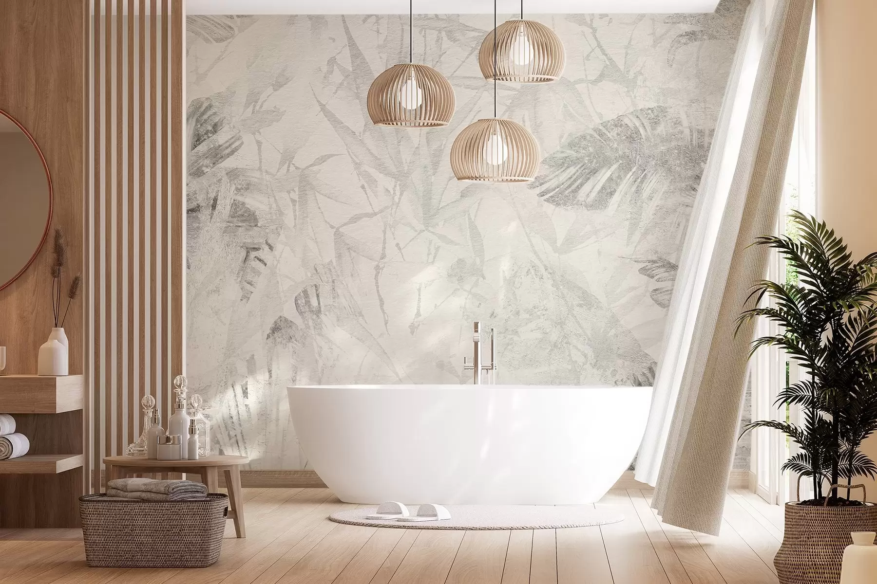 Wall Mural Photo Wallpaper Floral abstraction in grunge style with imitation of abrasion w03926