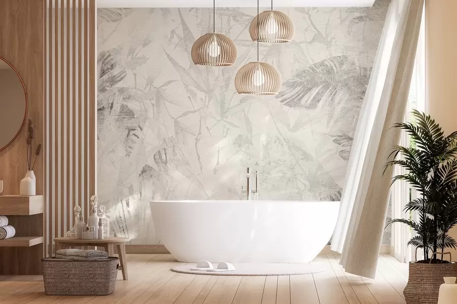 murales Abstracción floral en estilo grunge con imitación de abrasión w03926