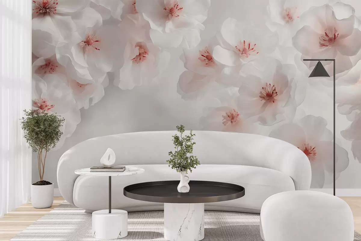 Wall Mural Photo Wallpaper Delicate large white flowers w03931