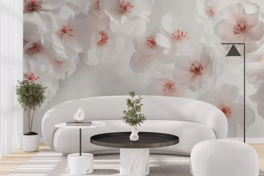 murales Delicadas flores blancas grandes w03931