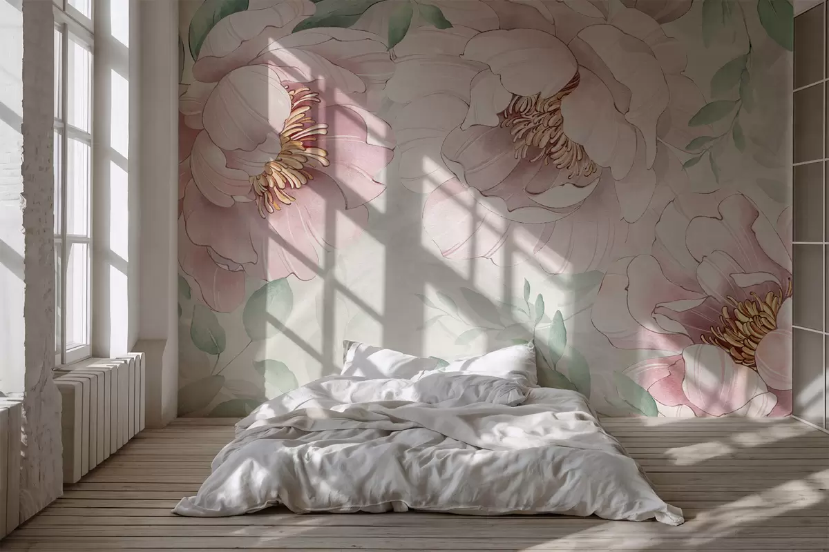 Wall Mural Photo Wallpaper Pink peonies imitation watercolor w03932v2