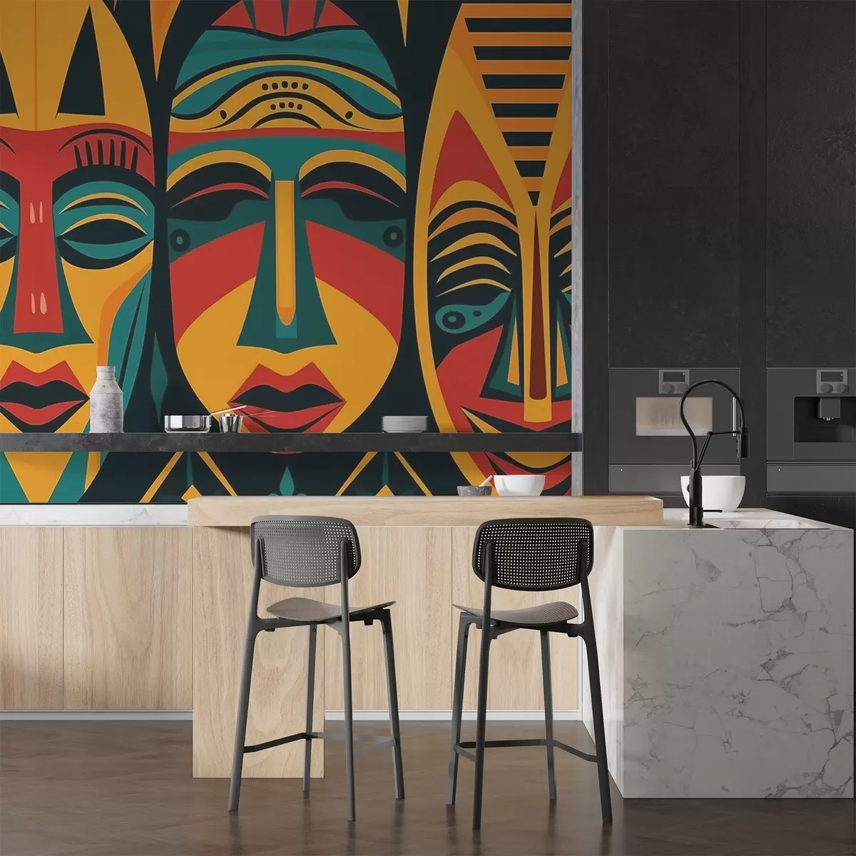 Wall Mural Photo Wallpaper African masks w04043v2