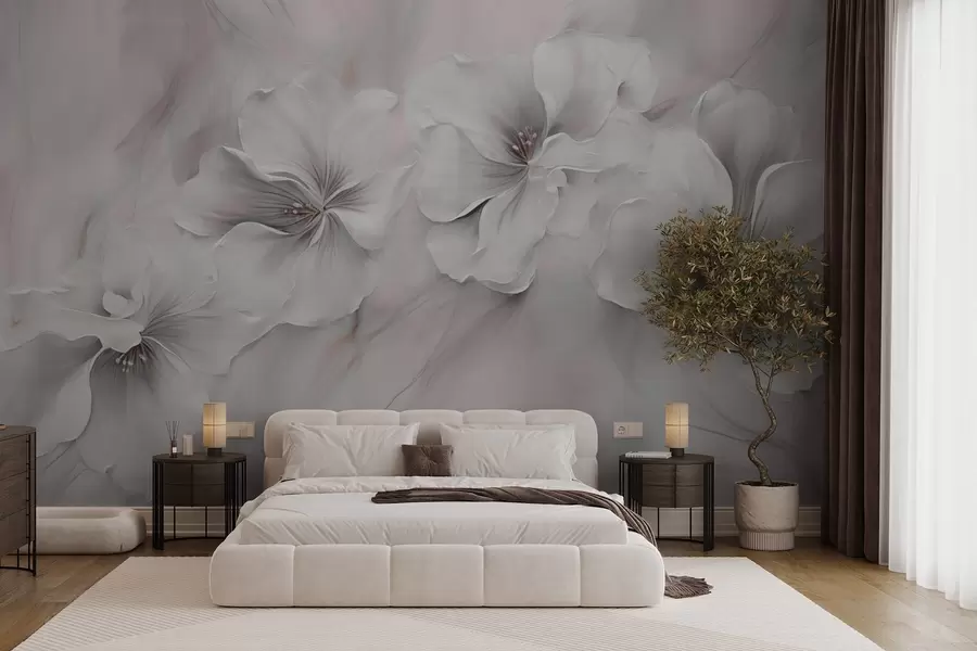 wall murals Oil painting flowers on pink background w04047v1