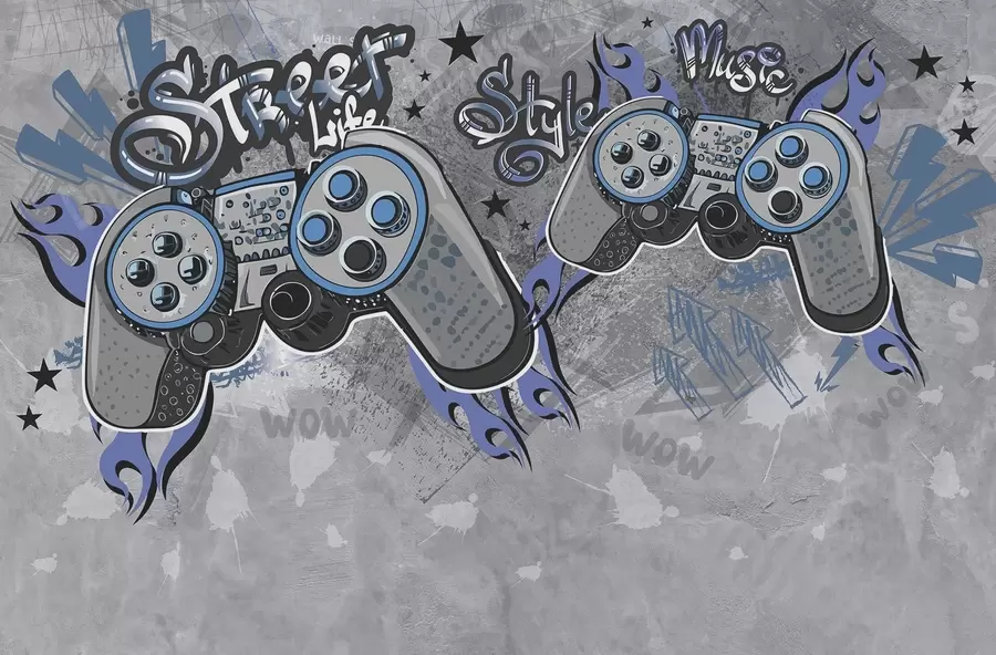 Wall Mural Photo Wallpaper Street art style consoles on the grunge wall w04054