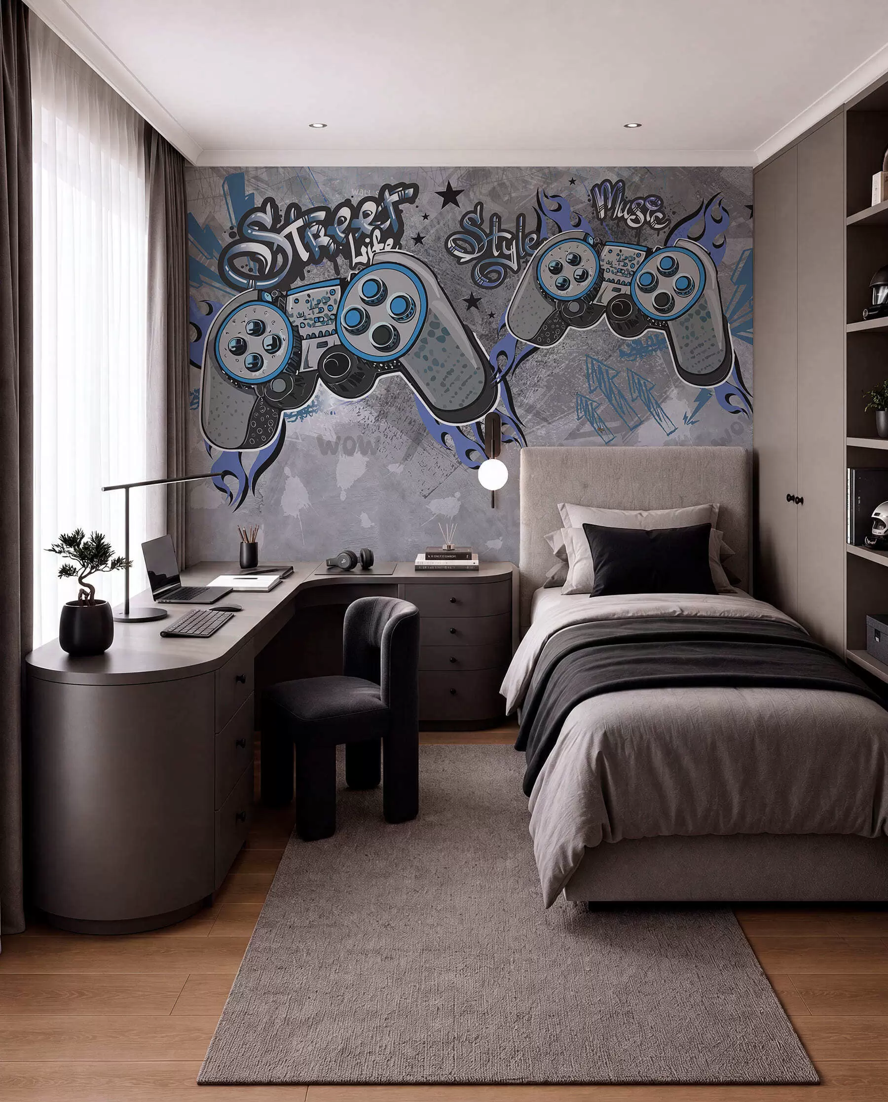 peintures murales Consoles de style street art sur le mur grunge w04054