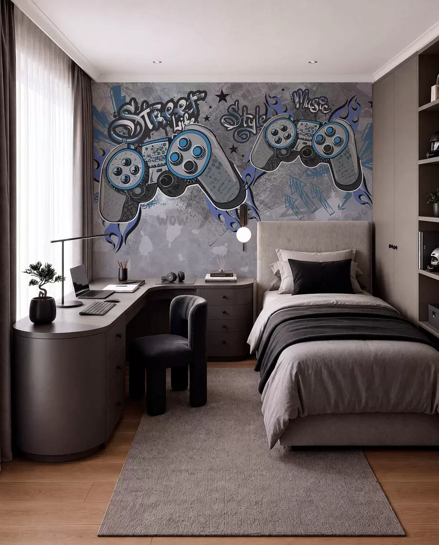 peintures murales Consoles de style street art sur le mur grunge w04054