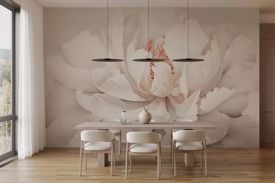 peintures murales Bourgeon de pivoine en fleurs aux couleurs pastel w04061