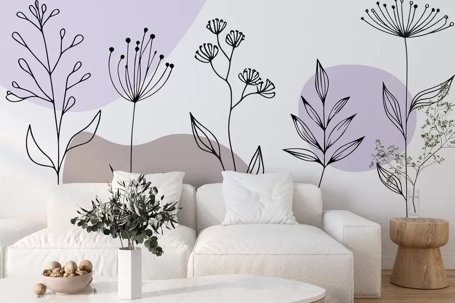 wall murals Boho floral outline w04080