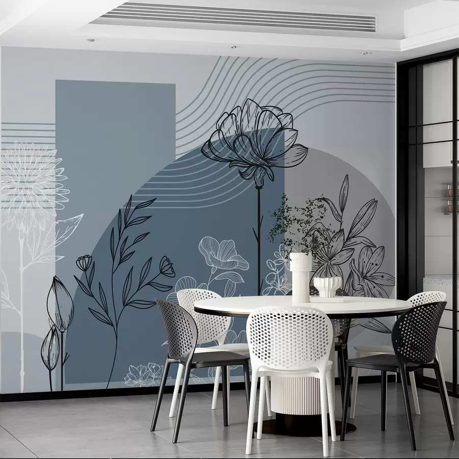 Wall Mural Photo Wallpaper Boho floral outline w04081v1