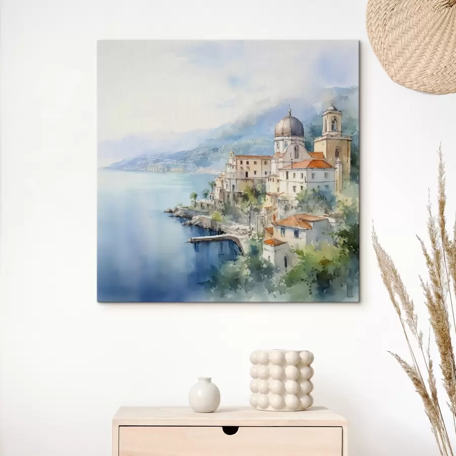 wall murals City by the sea imitation of watercolor s44635