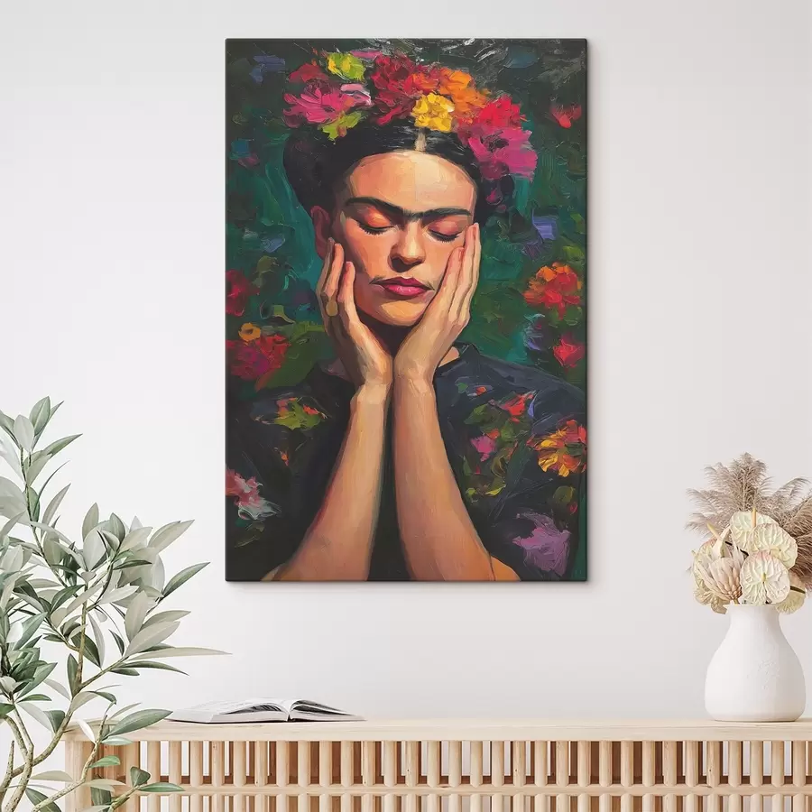 wall murals Woman with flowers, pictorial style s44628