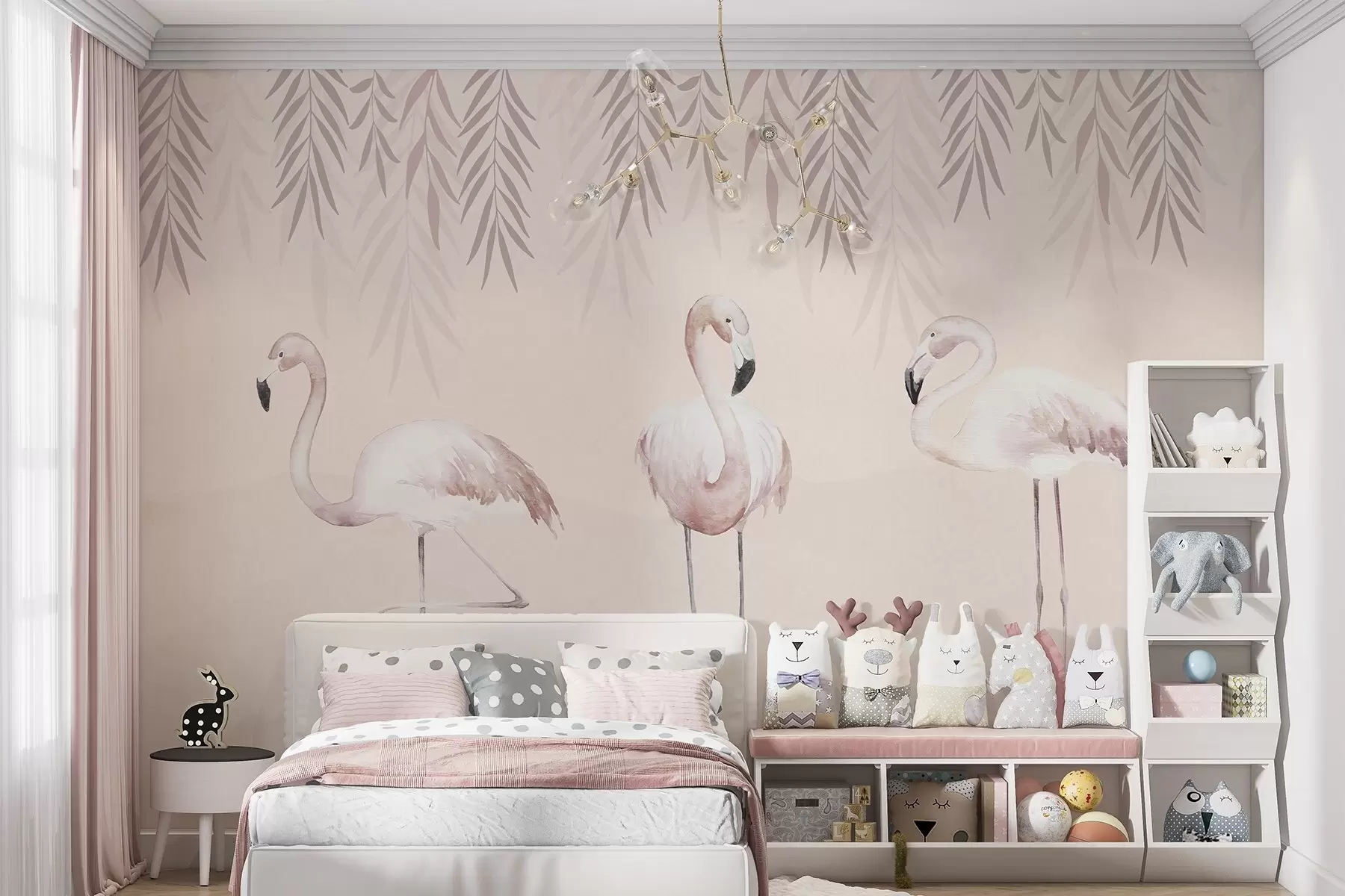 peintures murales Trois flamants roses w09168
