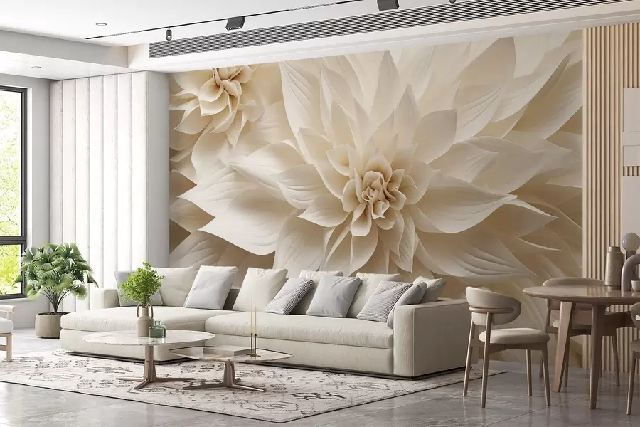 Wall Mural Photo Wallpaper Volumetric flowers w09173